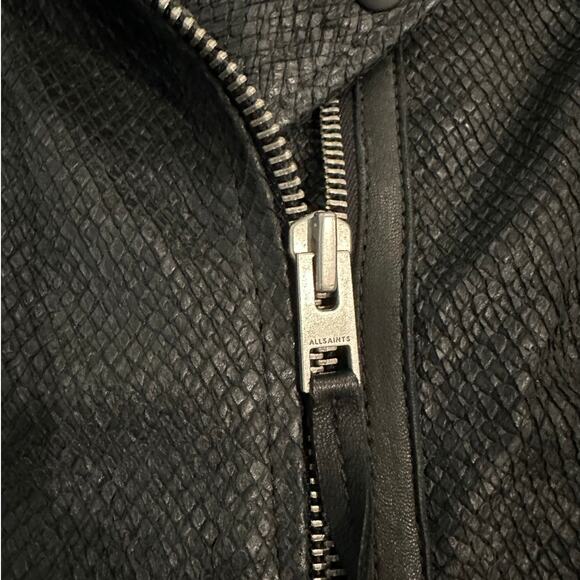 ALLSAINTS Short-Sleeve Moto Zip Front Leather Jacket I 2 - Picture 8 of 8